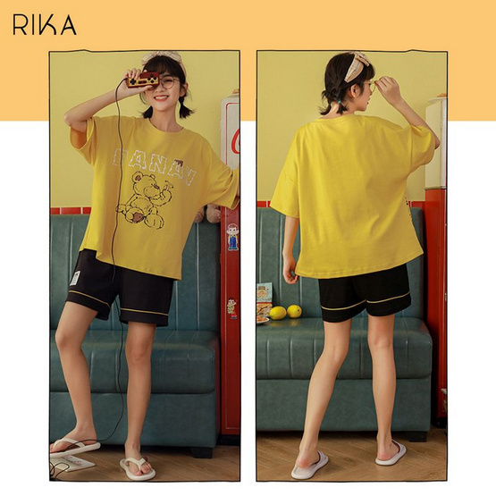 RIKA ชุดนอน(เสื้อ+กางเกง4ส่วน) ผ้า cotton รุ่น AA3061