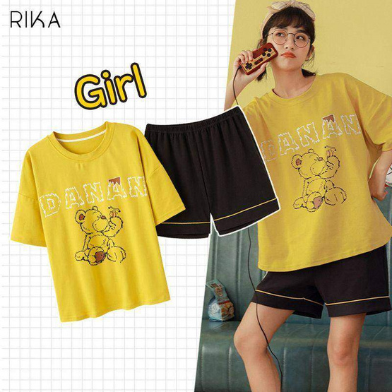 RIKA ชุดนอน(เสื้อ+กางเกง4ส่วน) ผ้า cotton รุ่น AA3061