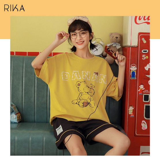 RIKA ชุดนอน(เสื้อ+กางเกง4ส่วน) ผ้า cotton รุ่น AA3061