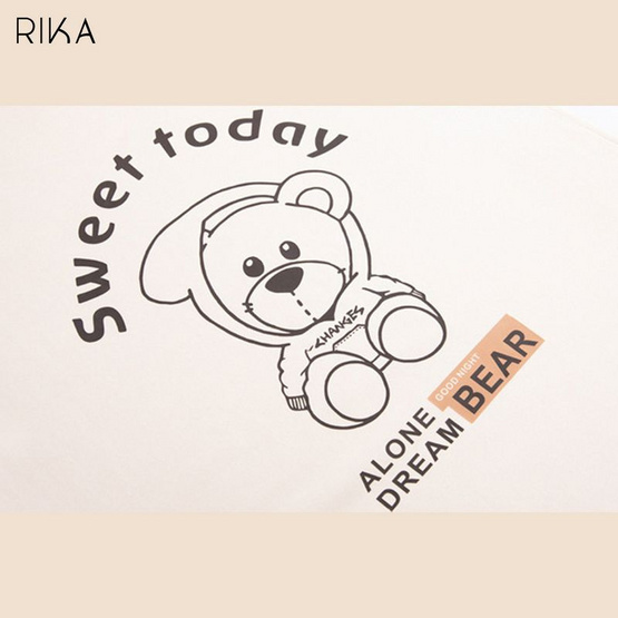 RIKA ชุดนอนกระโปรงน่ารักพิมพ์ลายหมี ผ้าคอตตอน สแปนเด็กซ์ รุ่น AA3063