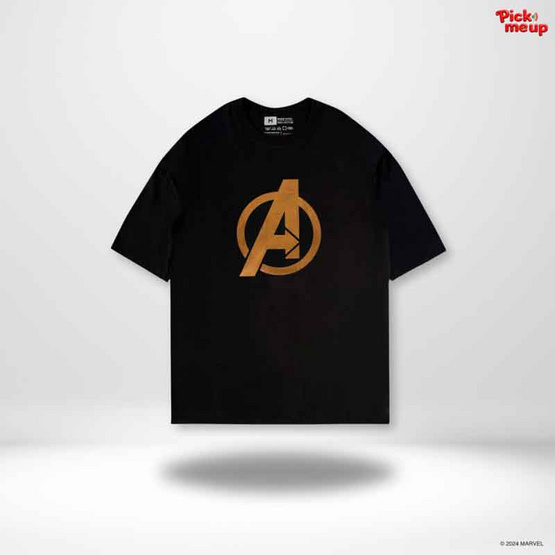 PickMeUp เสื้อยืดพิมพ์ลาย AVENGERS COPPER LOGO สีดำ