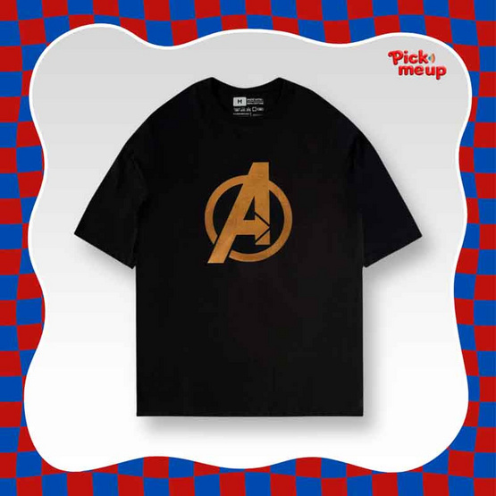 PickMeUp เสื้อยืดพิมพ์ลาย AVENGERS COPPER LOGO สีดำ PickMeUp เสื้อยืดพิมพ์ลาย AVENGERS COPPER LOGO สีดำ