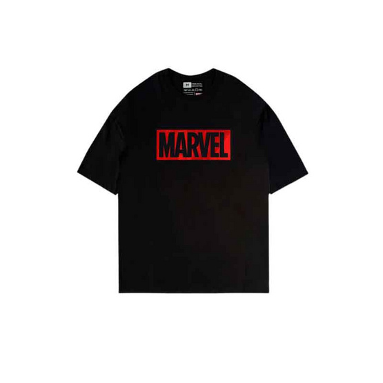 PickMeUp เสื้อยืดพิมพ์ลาย MARVEL RED LOGO สีดำ