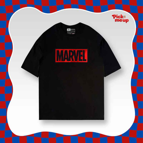 PickMeUp เสื้อยืดพิมพ์ลาย MARVEL RED LOGO สีดำ PickMeUp เสื้อยืดพิมพ์ลาย MARVEL RED LOGO สีดำ