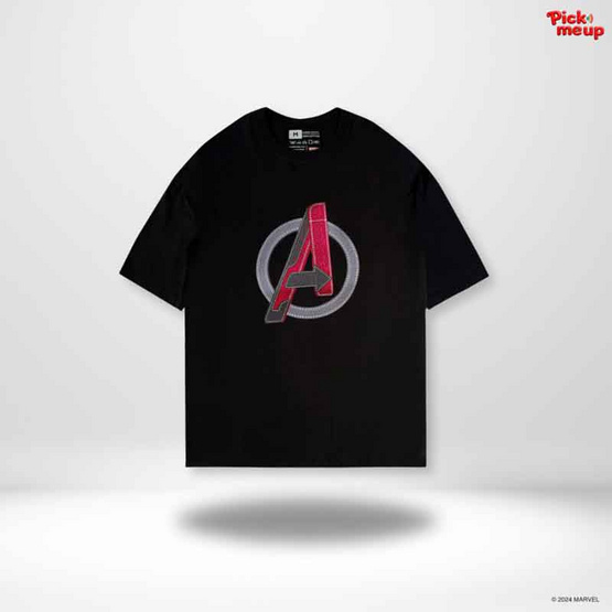PickMeUp เสื้อยืดพิมพ์ลาย AVENGERS TEXTURED LOGO สีดำ PickMeUp เสื้อยืดพิมพ์ลาย AVENGERS TEXTURED LOGO สีดำ