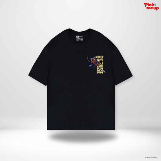 PickMeUp เสื้อยืดพิมพ์ลาย SPIDER-MAN WEBBED สีดำ PickMeUp เสื้อยืดพิมพ์ลาย SPIDER-MAN WEBBED สีดำ
