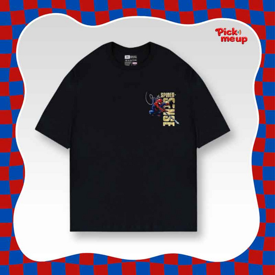 PickMeUp เสื้อยืดพิมพ์ลาย SPIDER-MAN WEBBED สีดำ PickMeUp เสื้อยืดพิมพ์ลาย SPIDER-MAN WEBBED สีดำ