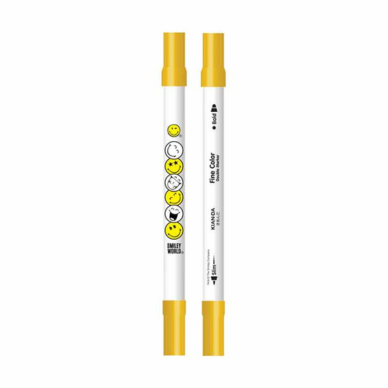 KIAN-DA ปากกา 2 หัว Fine Color Double Marker Smiley - Yellow (แพ็ก 4 ด้าม)