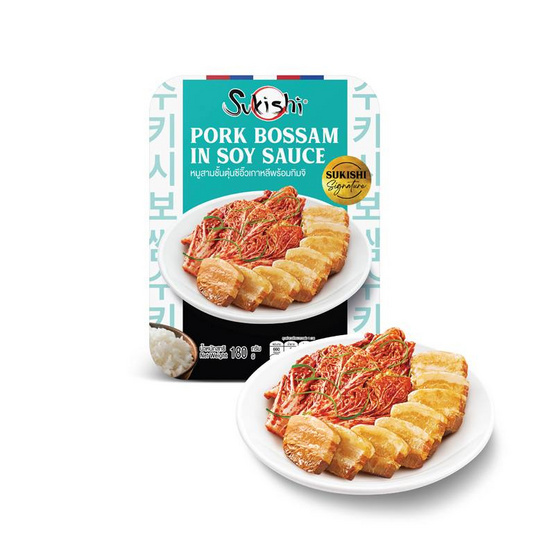 ซูกิชิ หมูสามชั้นตุ๋นซีอิ๊วเกาหลีพร้อมกิมจิ 180g.