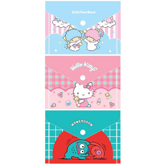 CODE:D แฟ้มกระดุม A6 Sanrio คละลาย (แพ็ก 3 ซอง)