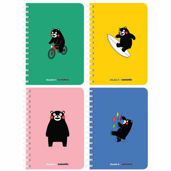 Double A สมุดสันห่วง A6 80 แกรม 60 แผ่น Kumamon คละปก (แพ็ก 4 เล่ม)