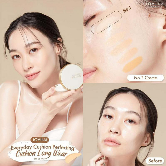 Jovina คุชชั่น Everyday Perfecting Cushion Long wear SPF 25 PA+++ 15 กรัม