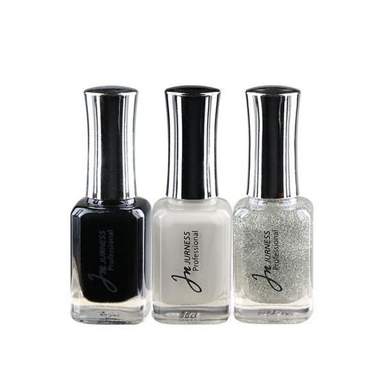 Jurness เซ็ทยาทาเล็บ Nail Polish Black & White Set 13.5 มล. (3ชิ้น/ชุด)