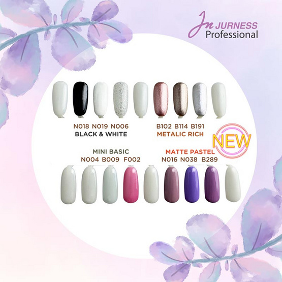 Jurness เซ็ทยาทาเล็บ Nail Polish Black & White Set 13.5 มล. (3ชิ้น/ชุด)