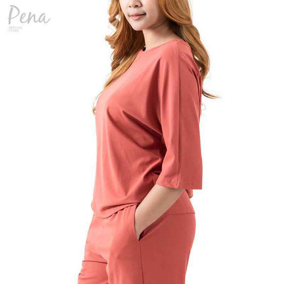 Pena house เสื้อยืดคอกลม แขนสามส่วน ผ้าพิมพ์ลาย รุ่น POTL062401