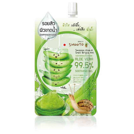 Smooto อโลเจล Aloe E Snail Bright Gel 50 กรัม (แพ็ก 6 ซอง)