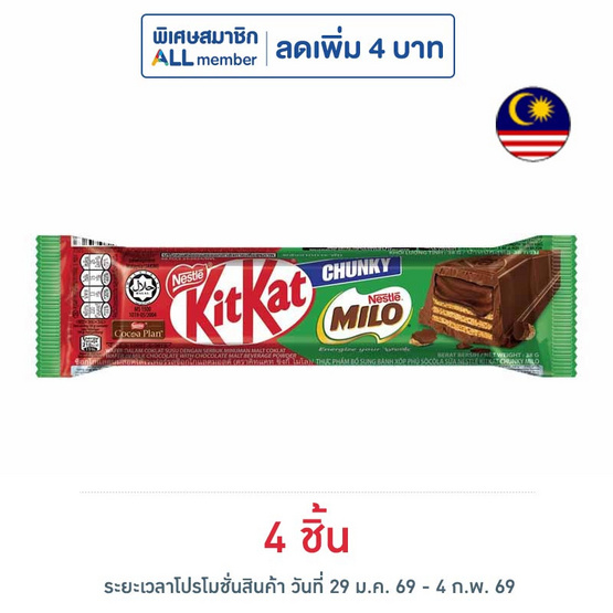 คิทแคท ชังกี้ ไมโล เวเฟอร์เคลือบรสช็อกโกแลตมอลต์ 38 กรัม