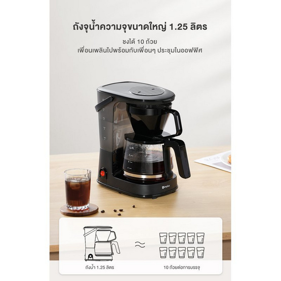 Simplus เครื่องชงกาแฟ 1.25 ลิตร รุ่น KFJH012BK00