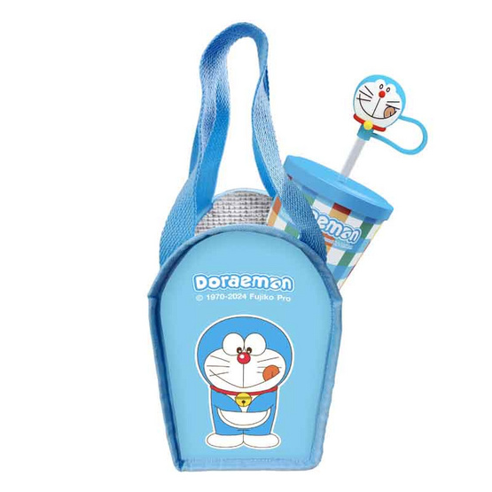 กระบอกน้ำสเตนเลสพร้อมกระเป๋าDoraemon22oz. สีฟ้า