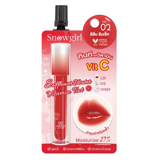 Snowgirl ลิปทินท์ Safflower Water Vitamin Tint 4 กรัม (แพ็ก 6 ชิ้น)