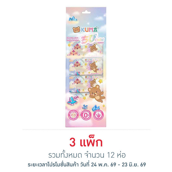 คุมะ ผ้าเปียก เจนเทิลสกินเบบี้เทนเดอร์ 8 แผ่น (แพ็ก4ห่อ)