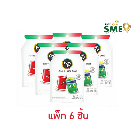ซันซุ เยลลี่ผสมบุกกลิ่นเลมอนไลม์โซดา & โคล่า 96 กรัม (แพ็ก 6 ชิ้น)