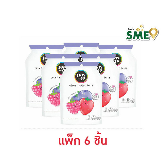 ซันซุ เยลลี่ผสมบุกกลิ่นมิกซ์เบอรี่ 96 กรัม (แพ็ก 6 ชิ้น)