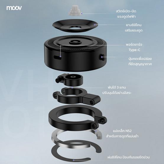Moov ที่วางโทรศัพท์ในรถยนต์ รุ่น VH01 Moov ที่วางโทรศัพท์ในรถยนต์ รุ่น VH01