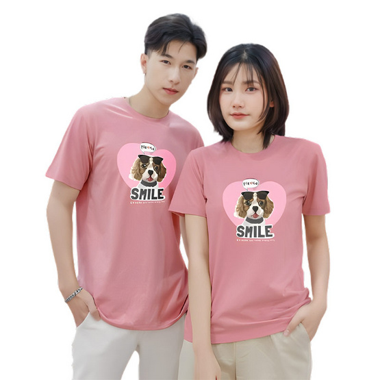 DELON เสื้อคอกลม รุ่น AT53171 สกรีนลายน้องหมา SMILE (UNISEX) แพ็กคู่ 2 ตัว