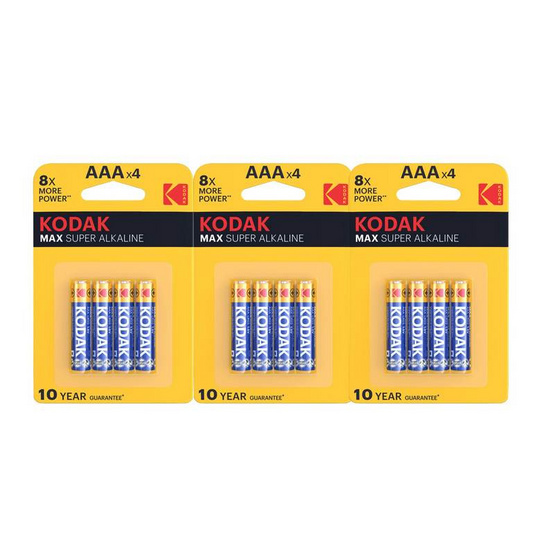 Kodak ถ่านอัลคาไลน์ AAA (3 แพ็ก 12 ก้อน)