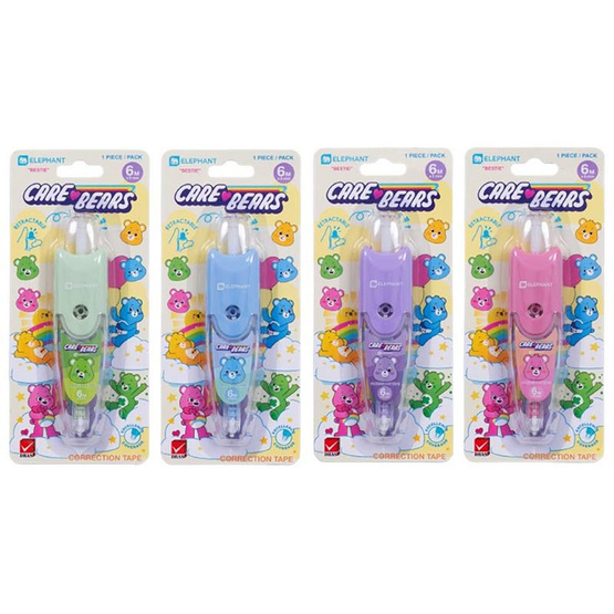 Elephant ตราช้าง เทปลบคำผิด 6ม. แคร์แบร์ Care Bears (แพ็ก 4 ชิ้น)