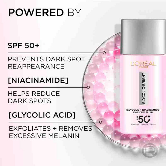 ลอรีอัล ไกลโคลิค-ไบรท์ แอนไท-ดาร์ก สปอต เดลี่ ยูวี ฟลูอิด SPF50+ 50 มล.