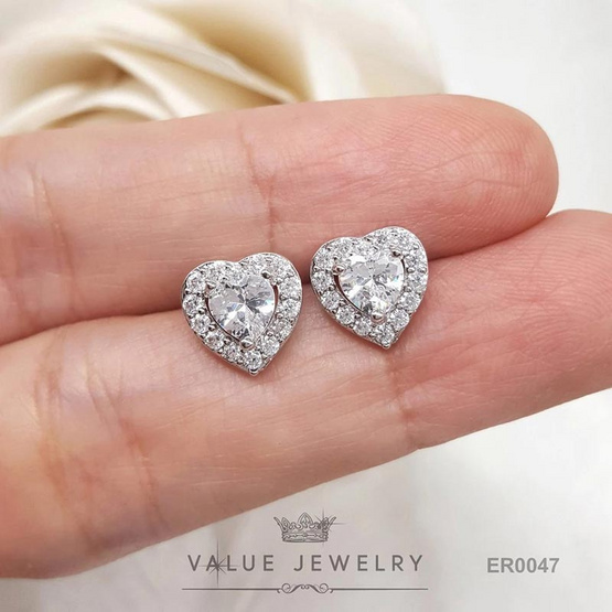 ValueJewelry เซ็ตเครื่องประดับคริสตัล ชุบทองคำขาว ลาย หัวใจ Heart