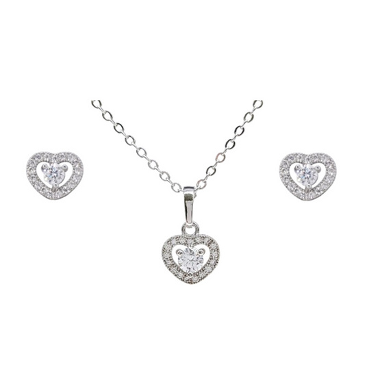 ValueJewelry เซ็ตเครื่องประดับคริสตัล ชุบทองคำขาว Crystal Heart