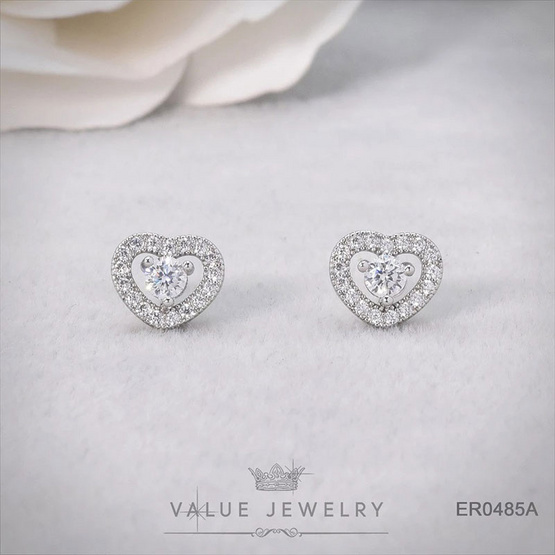 ValueJewelry เซ็ตเครื่องประดับคริสตัล ชุบทองคำขาว Crystal Heart