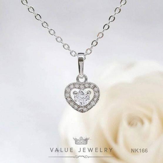 ValueJewelry เซ็ตเครื่องประดับคริสตัล ชุบทองคำขาว Crystal Heart