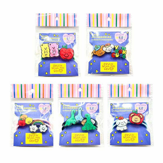 Stickwithme4ev ยางรัดผม 1แพ็ก5ชิ้น (คละสี คละแบบ) Stickwithme4ev ยางรัดผม 1แพ็ก5ชิ้น (คละสี คละแบบ)
