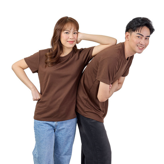 M2S Lifestyle เสื้อยืดคอกลมชาย น้ำตาลมอคค่า