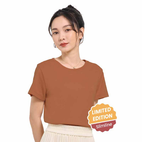 M2S Lifestyle เสื้อยืดคอกลมหญิง น้ำตาลมอคค่า