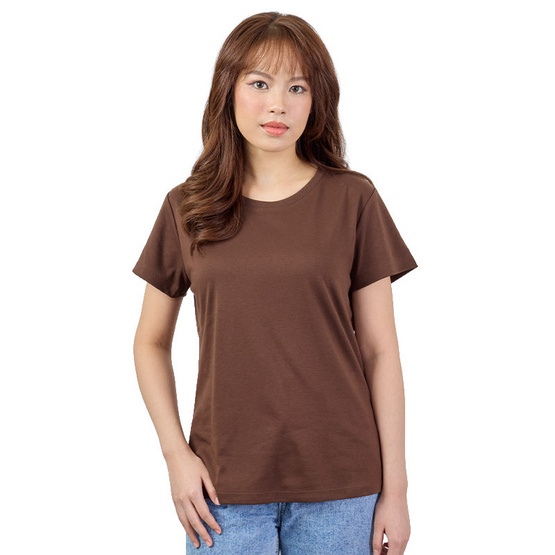 M2S Lifestyle เสื้อยืดคอกลมหญิง น้ำตาลมอคค่า