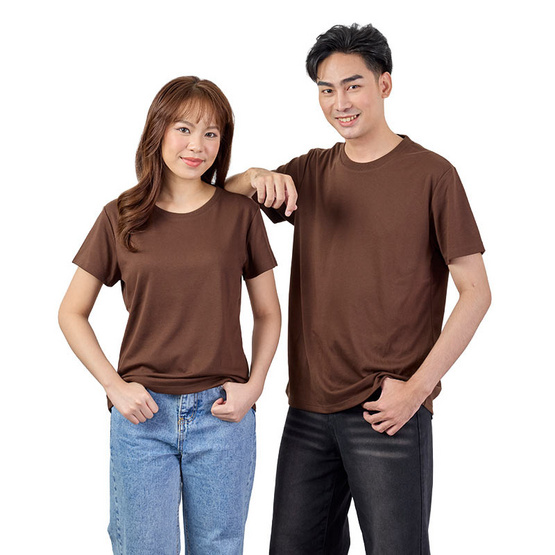 M2S Lifestyle เสื้อยืดคอกลมหญิง น้ำตาลมอคค่า