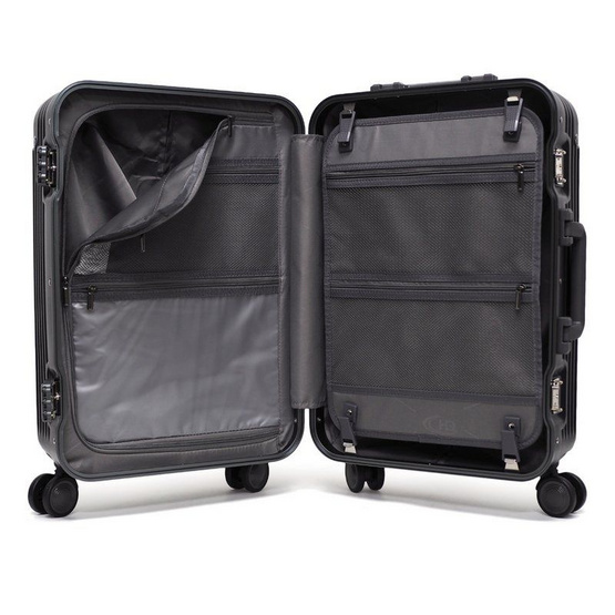 HQ LUGGAGE กระเป๋าเดินทาง PC 4 ล้อคู่ โครงอลูมิเนียม ระบบล็อคมาตรฐาน TSA รุ่น 6606 สีดำ