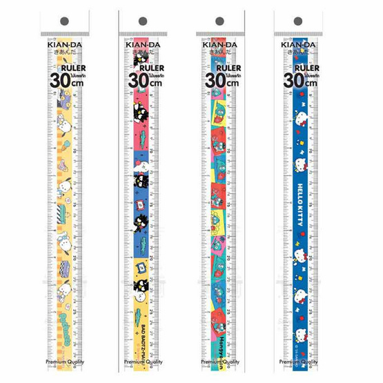 KIAN-DA ไม้บรรทัด 30 ซม. Sanrio คละลาย (แพ็ก 4 ชิ้น)