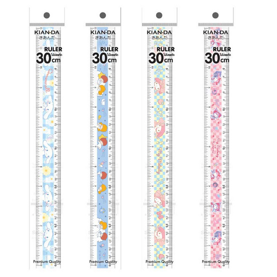 KIAN-DA ไม้บรรทัด 30 ซม. Sanrio คละลาย (แพ็ก 4 ชิ้น)