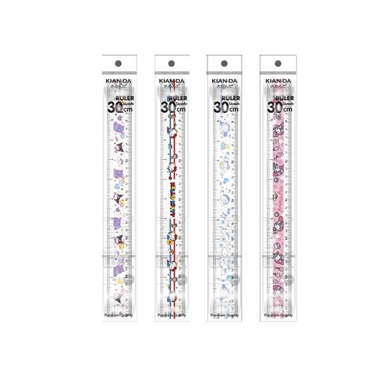 KIAN-DA ไม้บรรทัด 30 ซม. Sanrio คละลาย (แพ็ก 4 ชิ้น)