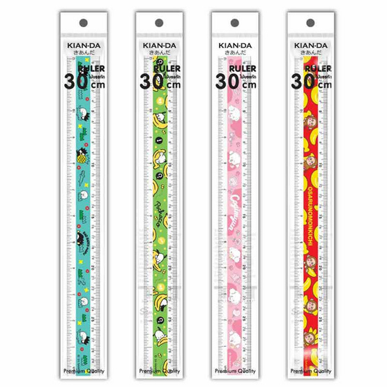 KIAN-DA ไม้บรรทัด 30 ซม. Sanrio คละลาย (แพ็ก 4 ชิ้น)