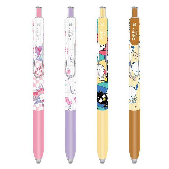 CODE:D ปากกาเจลคลิปเหล็ก 0.5 มม. Sanrio (แพ็ก 4 ด้าม)