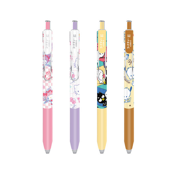 CODE:D ปากกาเจลคลิปเหล็ก 0.5 มม. Sanrio คละลาย (แพ็ก 4 ด้าม)