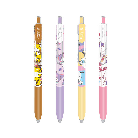 CODE:D ปากกาเจลคลิปเหล็ก 0.5 มม. Sanrio คละลาย (แพ็ก 4 ด้าม)