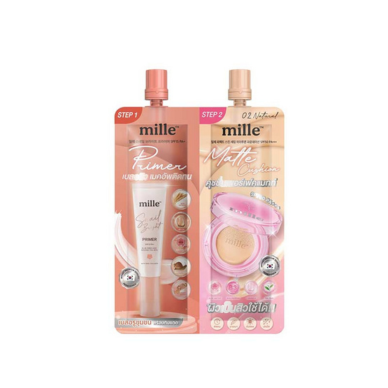Mille ไพร์เมอร์คูชชั่น Duo Primer Matte Cushion 4 X4 กรัม (แพ็ก 6 ชิ้น)